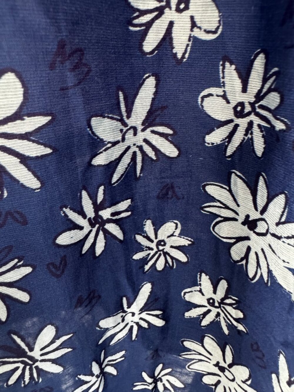 THML Navy White Floral Smocked Puff Sleeve Cottagecore linen blend Midi Dress - Picture 10 of 16